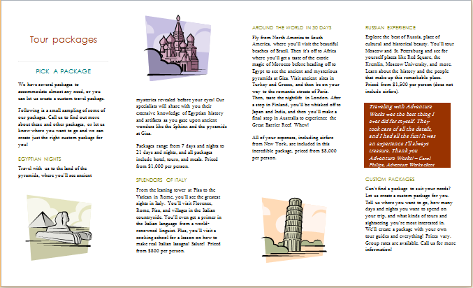 Travel Tour Services Brochure Template For WORD