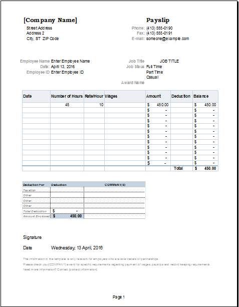Salary Slip Templates 19 Free Printable Ms Docs And Xlsx Formats