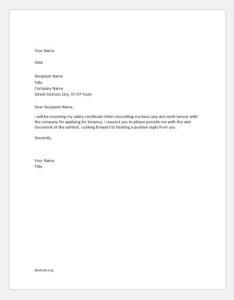 Salary Certificate Request Letters Samples | Document Hub