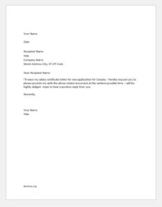 Salary Certificate Request Letters Samples | Document Hub