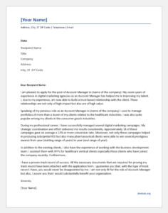 Cover letter for an Account Manager