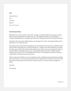 Debit Note Letter to Supplier