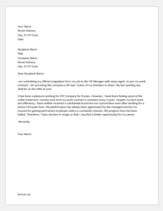 Resignation Letter Samples for 8 Key Reasons | Document Hub