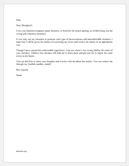 Letter Of Apology To Your Boss For Your Needs Letter Template Collection