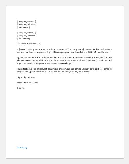 Change Of Ownership Announcement Letter To Employees Template Prntbl
