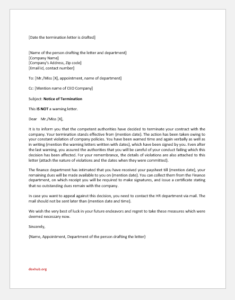 Immediate Termination Letter for Violating Company Policy