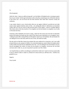 Complaint Letter about Teacher Beating