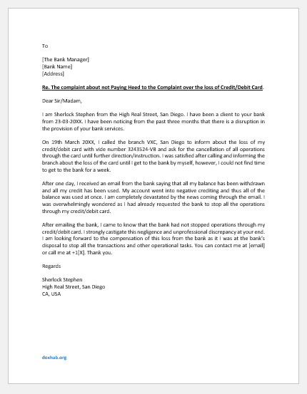 Strong Complaint Letter to Bank