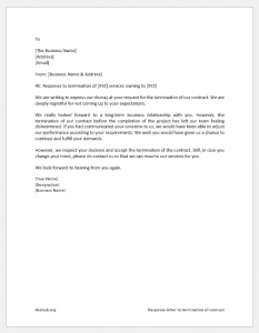 Response Letter to Termination of Contract