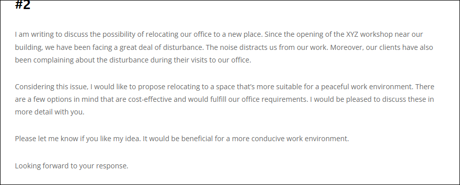 Proposal letter to boss suggesting moving office to new place